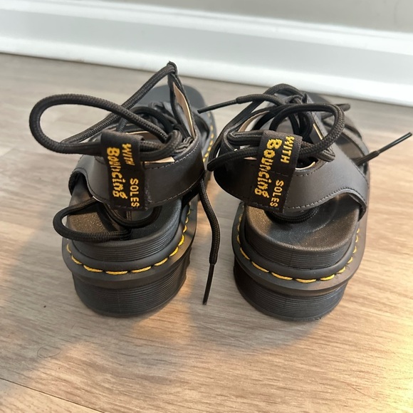 Doc Martens Nartilla Sandal Sz 8 Black ankle wrap strap gladiator - Picture 4 of 7